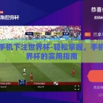 怎么用手机下注世界杯-轻松掌握，手机下注世界杯的实用指南