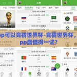 哪个app可以竞猜世界杯-竞猜世界杯，哪个App最值得一试？