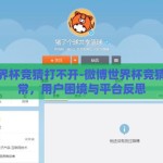 微博世界杯竞猜打不开-微博世界杯竞猜功能异常，用户困境与平台反思