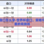 世界杯盘口怎么拿-世界杯盘口，策略与智慧并重的竞技场