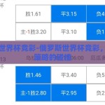 俄罗斯世界杯竞彩-俄罗斯世界杯竞彩，激情与策略的碰撞