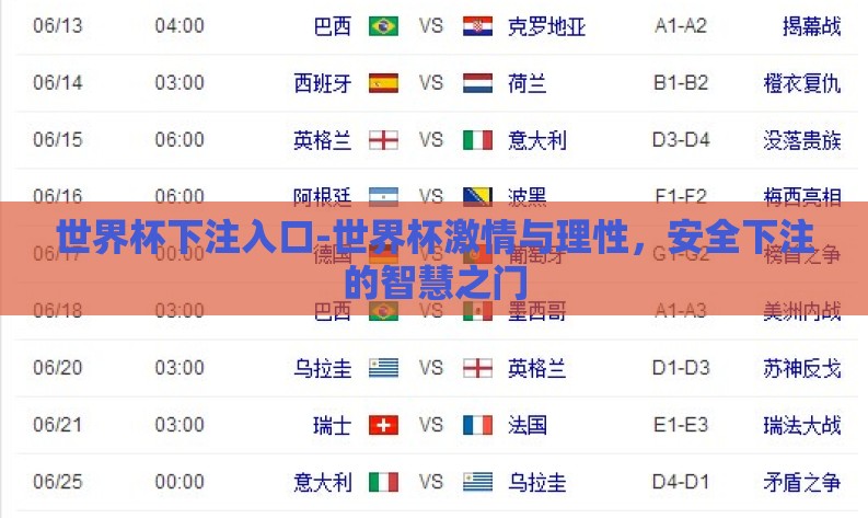 世界杯下注入口-世界杯激情与理性,安全下注的智慧之门 世界杯下注入口-世界杯激情与理性,安全下注的智慧之门