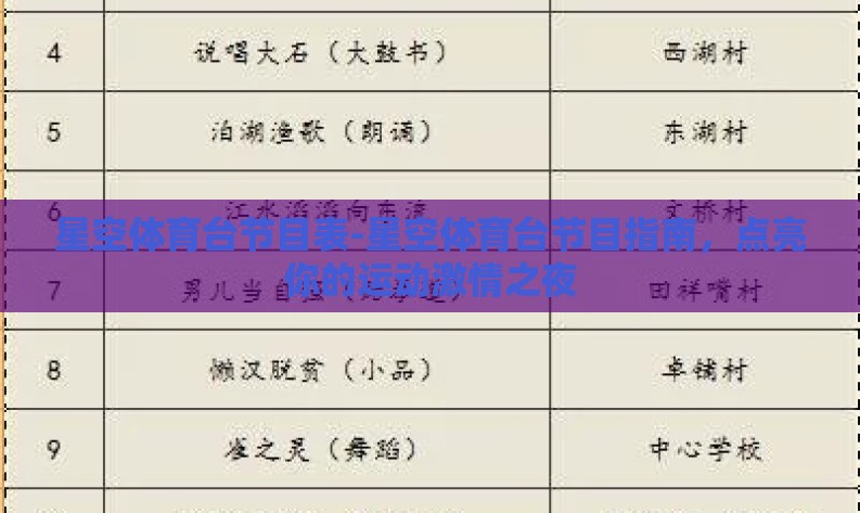 星空体育台节目表-星空体育台节目指南,点亮你的运动激情之夜 星空体育台节目表-星空体育台节目指南,点亮你的运动激情之夜