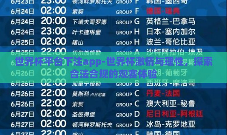 世界杯平台下注app-世界杯激情与理性，探索合法合规的观赛体验