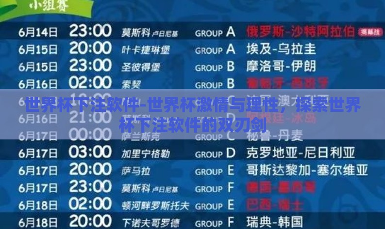 世界杯下注软件-世界杯激情与理性，探索世界杯下注软件的双刃剑