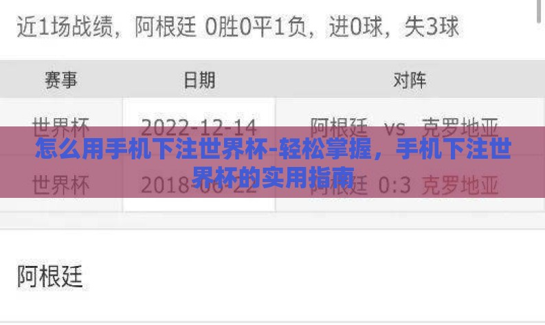 怎么用手机下注世界杯-轻松掌握,手机下注世界杯的实用指南 怎么用手机下注世界杯-轻松掌握,手机下注世界杯的实用指南