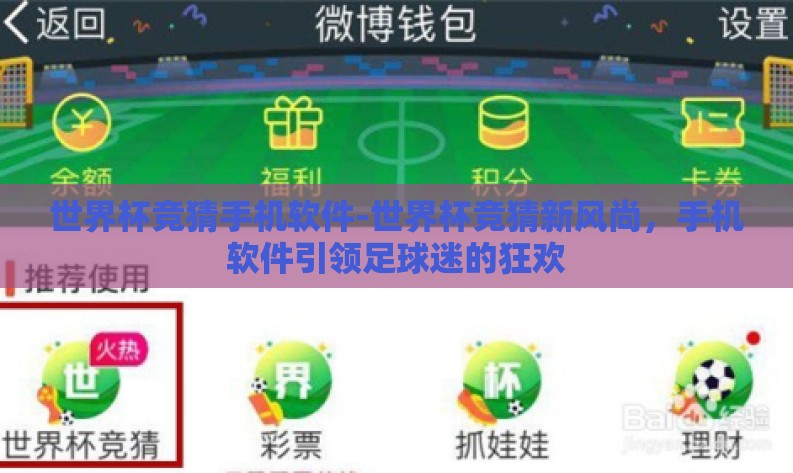 世界杯竞猜手机软件-世界杯竞猜新风尚，手机软件引领足球迷的狂欢