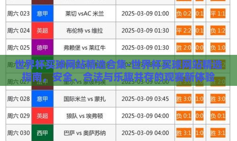 世界杯买球网站精选合集-世界杯买球网站精选指南，安全、合法与乐趣并存的观赛新体验