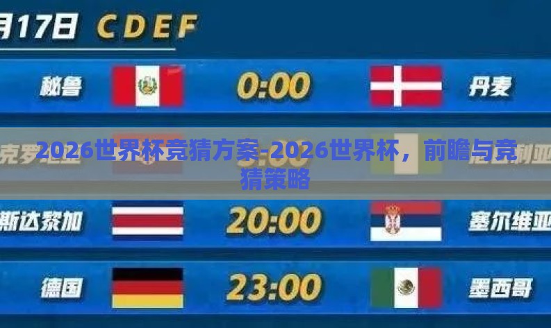 2026世界杯竞猜方案-2026世界杯，前瞻与竞猜策略