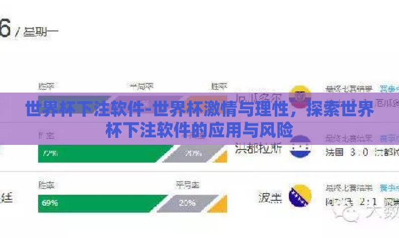 世界杯下注软件-世界杯激情与理性，探索世界杯下注软件的应用与风险